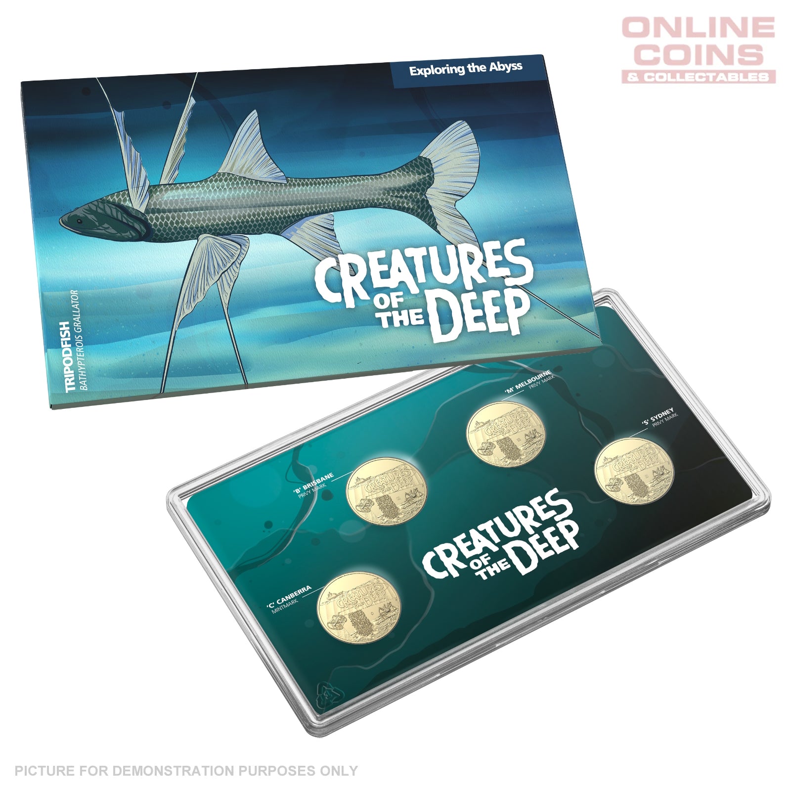 2023 $1 AlBr Mintmark and Privy Mark Uncirculated 4 Coin Set - Creatures of the Deep